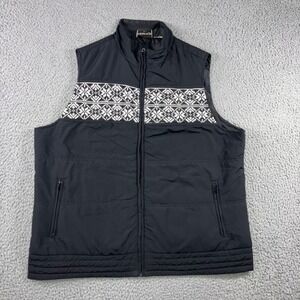 Breckenridge Vest Women XL Black White Fair Isle Pattern Colorblock Full Zip
